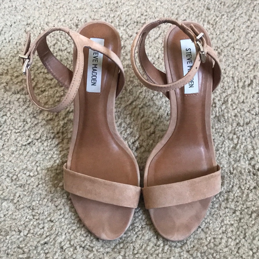 tan nubuck landen single ankle strap heels